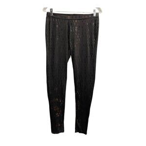 DECIBEL Women Leggings Sz L Black Gold Polka Dot Stretch Shiny Edgy Urban 81-19
